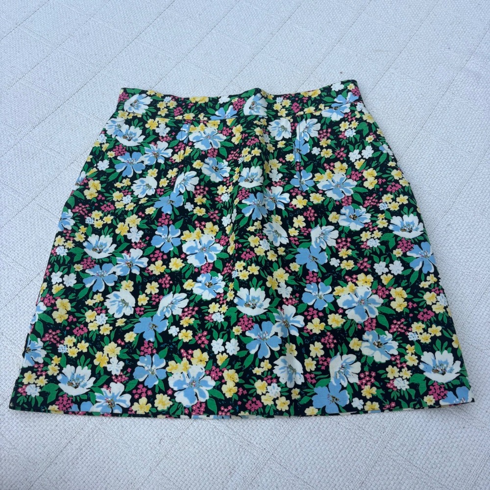 Women's 38 US 2 MAJE Jupe Imprime Linen Blend Crepe Multi Floral Zip Mini Skirt